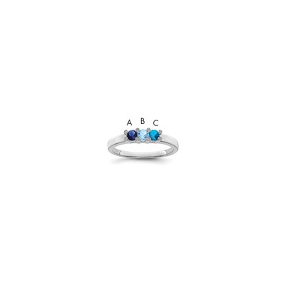 14K White Gold Family Jewelry Diamond Semi-Set Ring