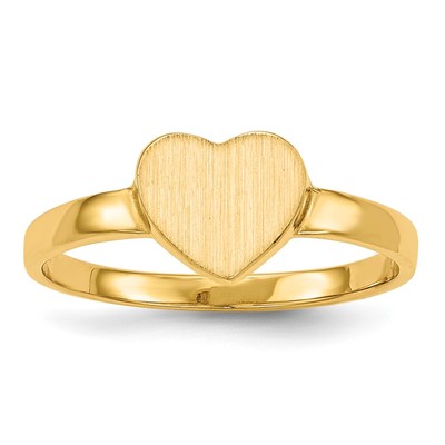 14k 7.5x6.5mm Open Back Heart Signet Ring