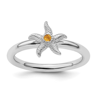 Sterling Silver Stackable Expressions Citrine Starfish Ring