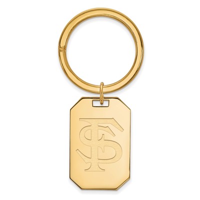 Sterling Silver Gold-plated LogoArt Florida State University F-S Key Ring