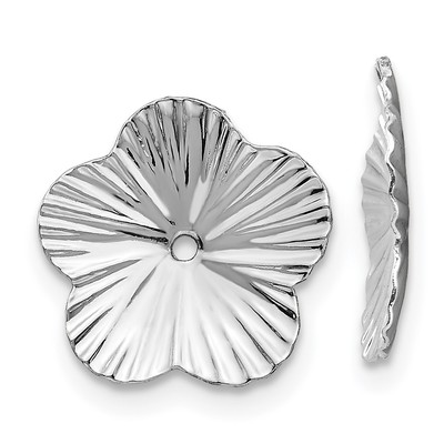 14k White Gold Polished Fancy Floral Earring Jackets