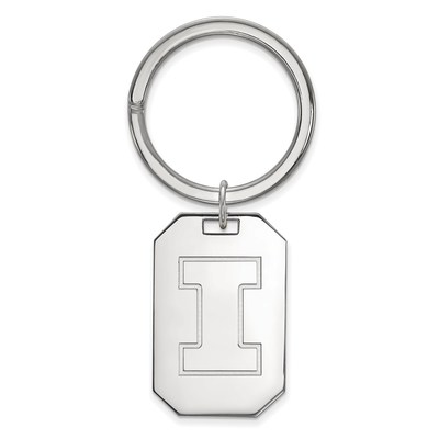 Sterling Silver Rhodium-plated LogoArt University of Illinois Letter I Key Ring