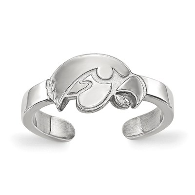 Sterling Silver Rhodium-plated LogoArt University of Iowa Hawk Toe Ring