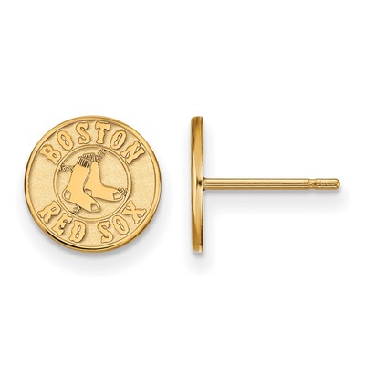 10k Gold Major League Baseball LogoArt Boston Red Sox Logo Extra Small Post Earrings