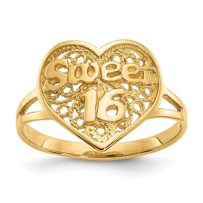 14k Sweet 16 Heart Ring
