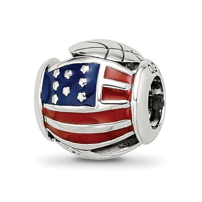 Sterling Silver Reflections Enameled USA Theme Bead