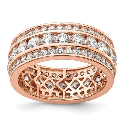 Sterling Silver Rose-plated CZ 3-row Eternity Ring