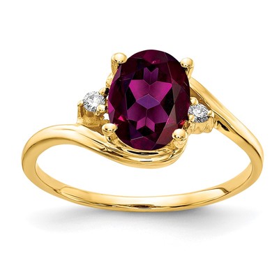 14k 8x6mm Oval Rhodolite Garnet AAA Diamond ring