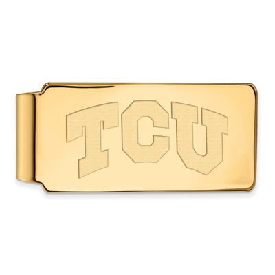 Sterling Silver Gold-plated LogoArt Texas Christian University T-C-U Money Clip