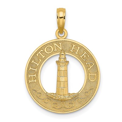 14K HILTON HEAD Lighthouse Round Charm