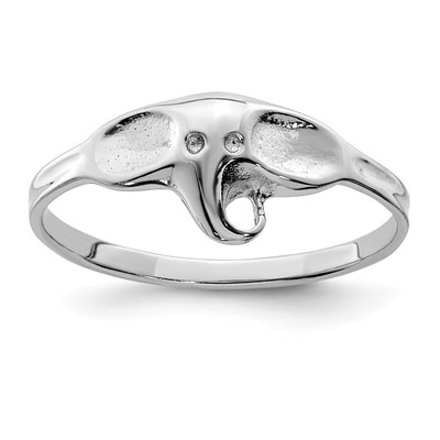 Sterling Silver Rhodium-plated Polished Elephant Ring