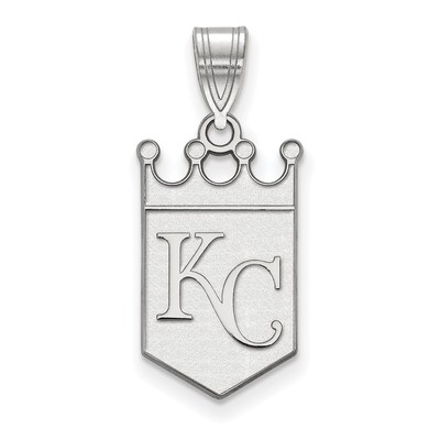 Sterling Silver Rhodium Plated Major League Baseball LogoArt Kansas City Royals Crown Pendant