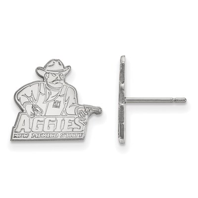 Sterling Silver Rhod-pltd LogoArt New Mexico State U. Small Post Earrings