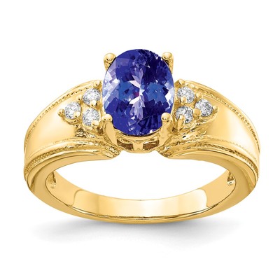 14k 8x6mm Oval Tanzanite VS Diamond ring