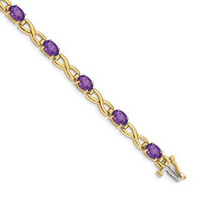 14k Complete 7x5mm Oval Amethyst Infinity Link 7 inch Bracelet