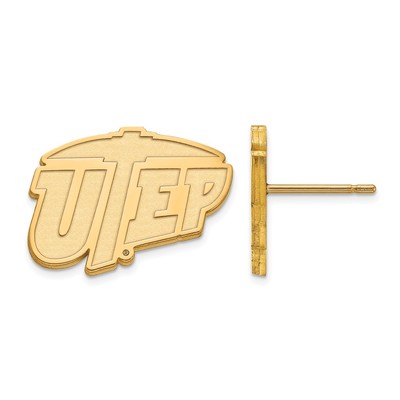 Sterling Silver Gold-pltd LogoArt U. of Texas at El Paso Sm Post Earrings