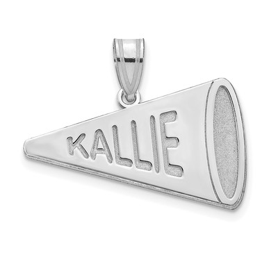 Sterling Silver/Rhodium-plated Personalized Megaphone Pendant