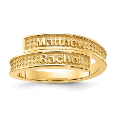 SS/Gold-plated Personalized Polished with Sandblasted Background Ring