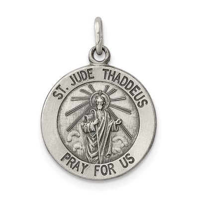 Sterling Silver Antiqued Saint Jude Thaddeus Medal