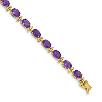 14k Complete Oval Amethyst 7 inch Bracelet