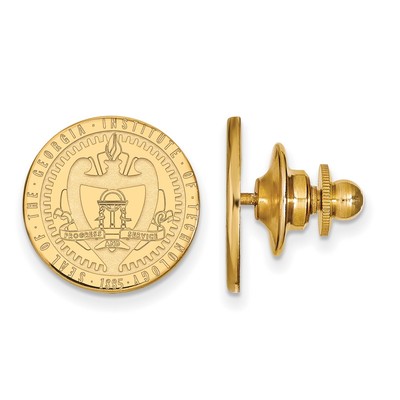 Sterling Silver Gold-plated LogoArt Georgia Institute of Technology Crest Lapel Pi