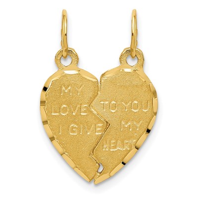 14k 2-Piece Break-Apart MY LOVE TO YOU I GIVE MY HEART Charm