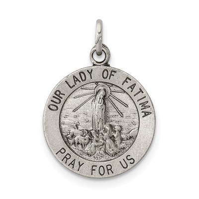 Sterling Silver Antiqued Our Lady of Fatima Medal
