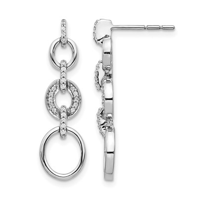 14k White Gold Diamond Fancy Dangle Earrings