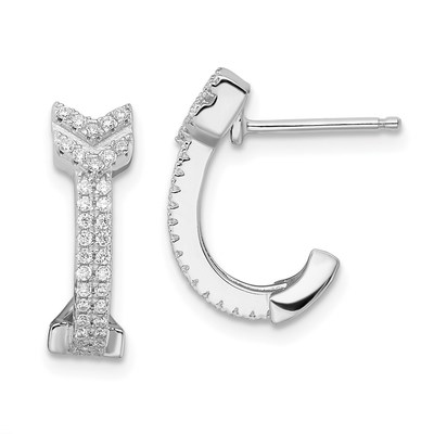 Brilliant Embers Sterling Silver Rhodium-plated 76 Stone Micro Pav? CZ Arrow Earrings