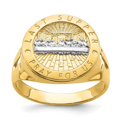 14K w/Rhodium The Last Supper Men's Ring