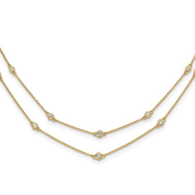 14k 1/2 carat Lab Grown Diamond VS/SI+ G+ Sixteen Station Double Strand 18 inch Necklace