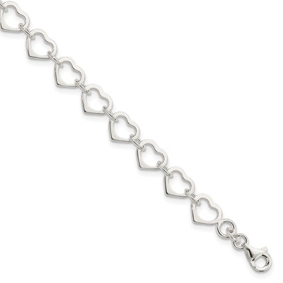 Sterling Silver Polished Heart Bracelet