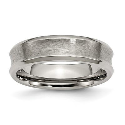 Chisel Titanium Brushed and Polished Concave 6mm Beveled Edge Band
