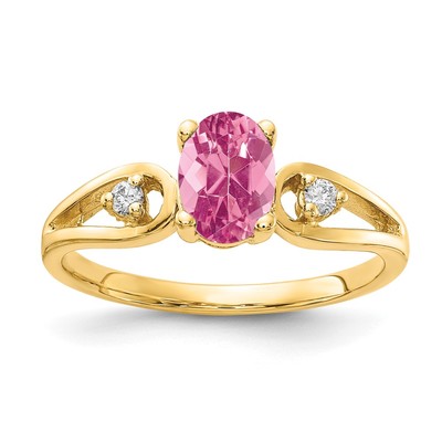 14k 7x5mm Oval Pink Tourmaline VS Diamond ring