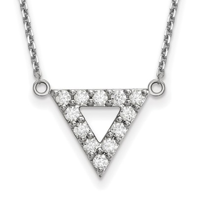 14K White Gold Lab Grown Diamond VS/SI+ G+ Triangle Necklace