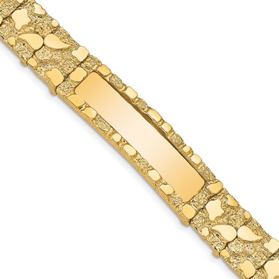 14k Polished Solid 12.0mm Nugget 36x12mm Plate 7 inch ID Bracelet