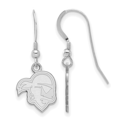 Sterling Silver Rhodium-plated LogoArt Seton Hall University Pirate Small Dangle Wire Earrings