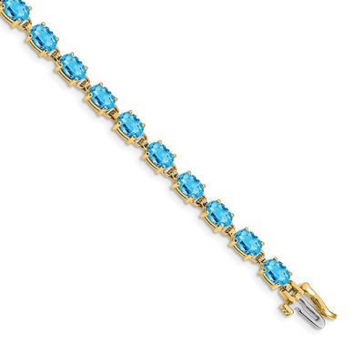 14k Complete 6x4mm Oval Swiss Blue Topaz 7 inch Bracelet