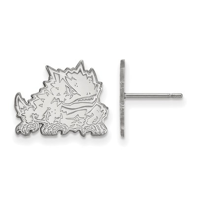 Sterling Silver Rhodium-plated LogoArt Texas Christian University Horned Frog Small Post Earrings
