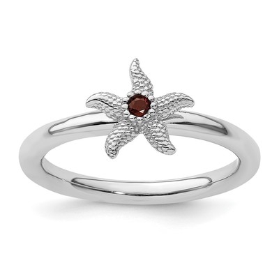 Sterling Silver Stackable Expressions Garnet Starfish Ring
