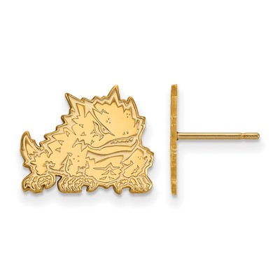 14k Gold LogoArt Texas Christian University Horned Frog Small Post Earrings
