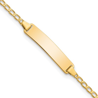 14k Polished Solid Chain/Solid Plate Flat Curb Link 22.5x4.8mm Plate 6 inch Baby/Child ID Bracelet