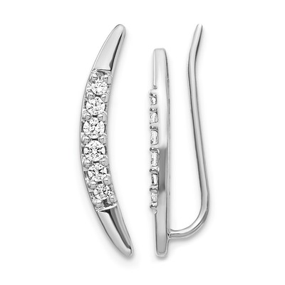 14k White Gold Diamond Ear Climber Earrings