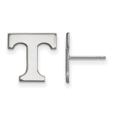 Sterling Silver Rhodium-plated LogoArt University of Tennessee Letter T Small Post Earrings