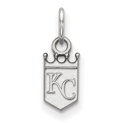 Sterling Silver Rhodium-plated MLB LogoArt Kansas City Royals K-C Crown Extra Small Pendant