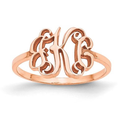 Sterling Silver/Rose-plated Monogram Ring