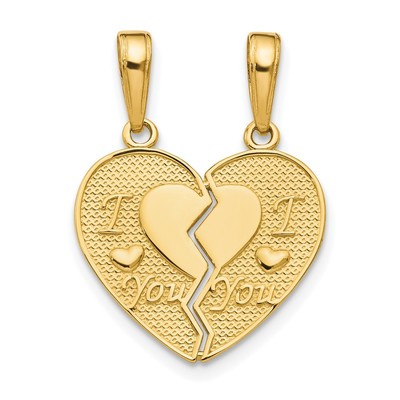 14k I LOVE YOU 2-Piece Break-Apart Heart Charm
