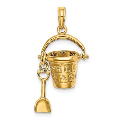14K 3-D MYRTLE BEACH Bucket and Moveable Shovel Charm