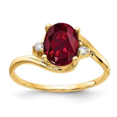 14k 8x6mm Oval Created Ruby AAA Diamond ring