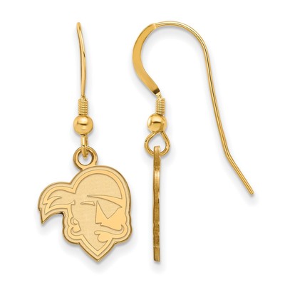 Sterling Silver Gold-plated LogoArt Seton Hall University Pirate Small Dangle Wire Earrings